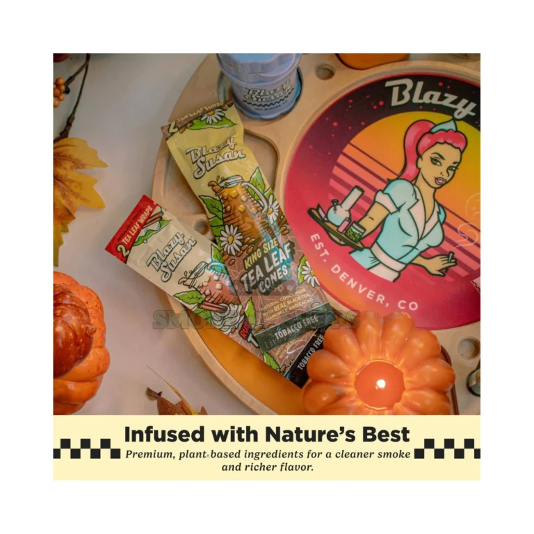 Blazy Susan Tea Leaf Kingsize cones held in hand in El Paso, slow-burning tobacco-free paper cone for same-day pickup