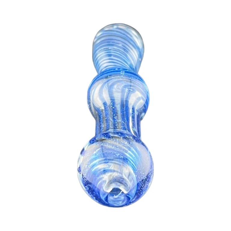 Mouthpiece end of the Bubbled glass one-hitter chillum, rounded 2 mm tip, sold at El Paso Smoke Shops in El Paso