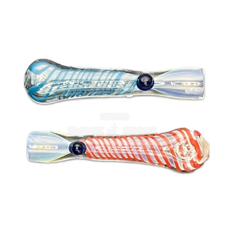 Full length of the 3.4 inch Bumpy borosilicate glass chillum one-hitter with raised bumps at El Paso Smoke Shops
