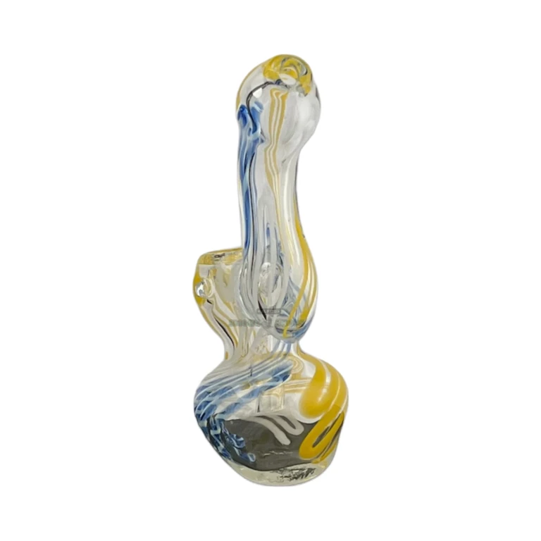 Burgundy Swirl hammer bubbler standing upright in El Paso on its flat foot, compact handheld water pipe