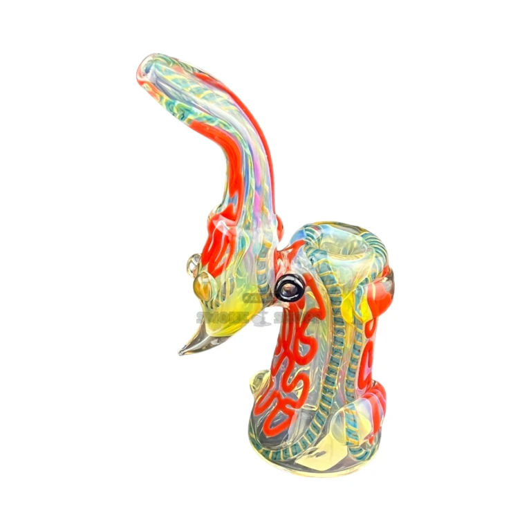 Clover 3D Grip hammer bubbler standing upright in El Paso, borosilicate glass, flat base and flat mouthpiece