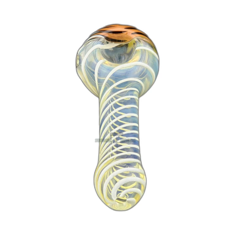 Clover CCWPF107 wig wag glass spoon pipe in El Paso, white swirls in clear borosilicate, same-day pickup