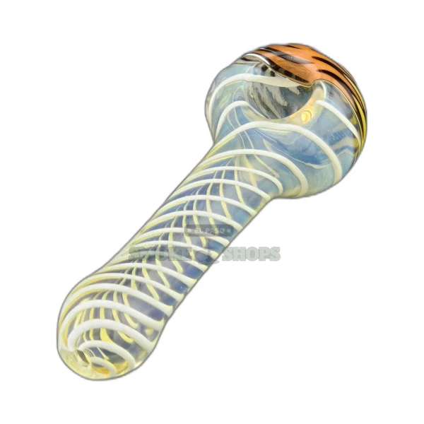 Clover CCWPF107 wig wag glass spoon pipe front view in El Paso, medium bowl and left-side carb, about 4.4 inches