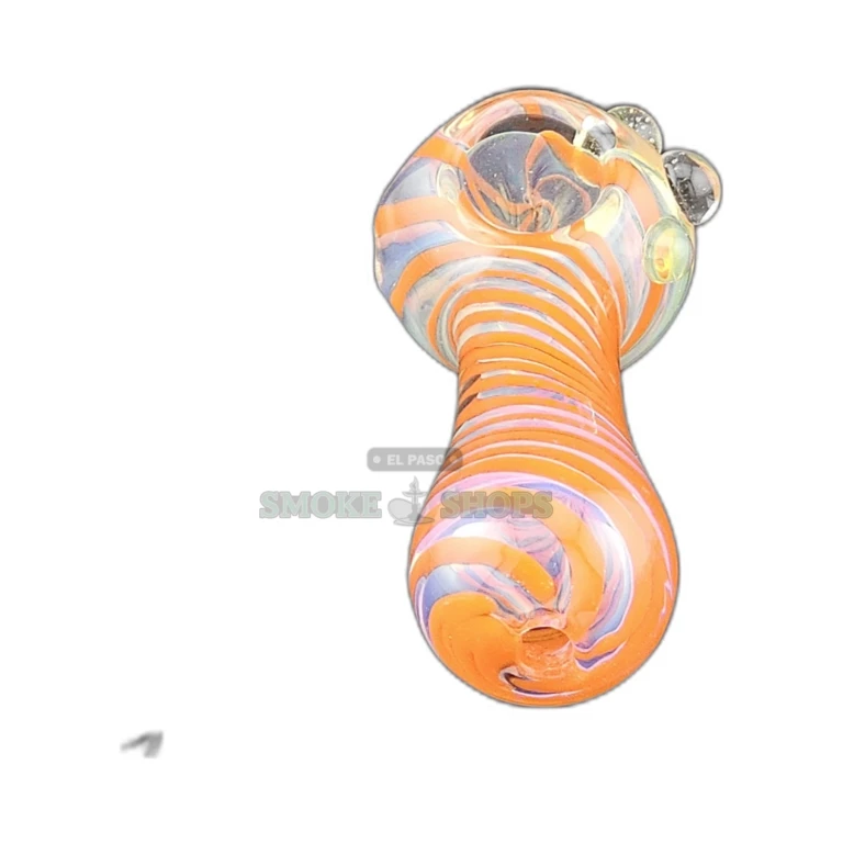 Clover CCWPF113 red swirl glass spoon pipe in El Paso, clear borosilicate body with rounded mouthpiece, same-day pickup