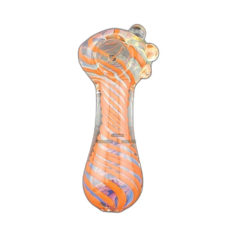 Clover CCWPF113 red swirl spoon pipe bowl close-up in El Paso, small fumed bowl for tobacco use, pick up today
