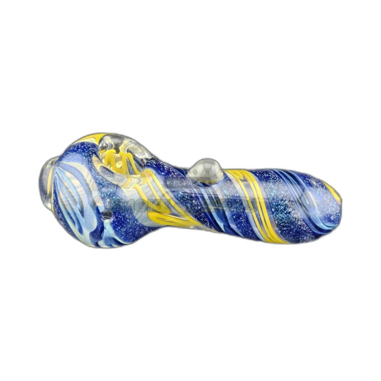 Clover CCWPF232 worked glass spoon pipe in El Paso, swirled clear base with 4mm left carb hole, stands upright