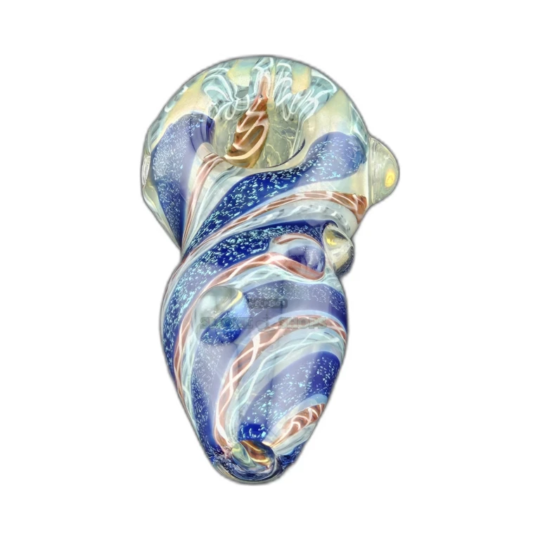 Clover CCWPF242 glass spoon pipe side view in El Paso, bumped surface and tapered mouthpiece, same-day pickup