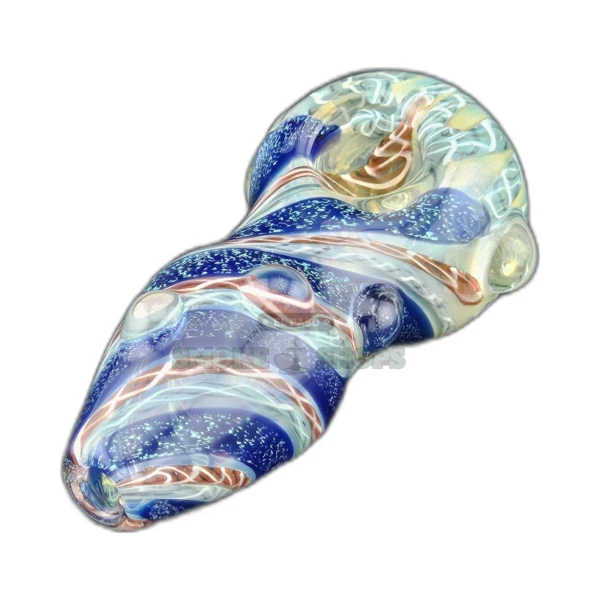 Clover CCWPF242 worked glass spoon pipe in El Paso, clear body with color swirls and left-side carb hole