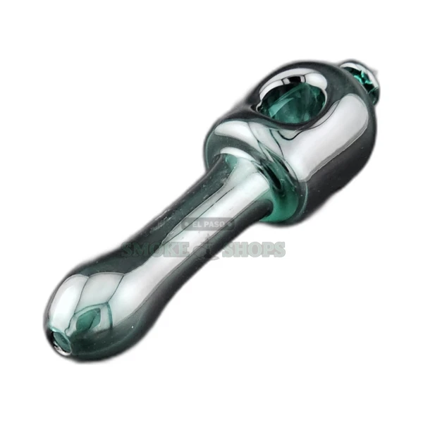 Clover CCWPF312 green glass spoon pipe front view in El Paso, white accent and left-side carb hole for same-day in-store
