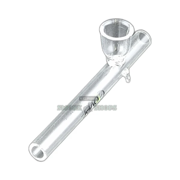 Clover CCYG564A clear glass spoon pipe front view in El Paso, medium bowl and back carb hole, about 4 inches
