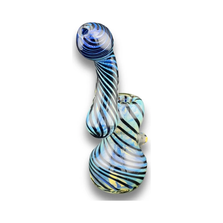 Clover glass water bubbler in El Paso, gold fumed color-changing finish with left-side carb hole, 21+