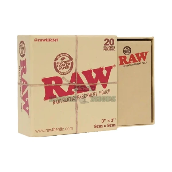 RAW Unrefined Parchment Paper pouches box in El Paso, 3 by 3 inch 8x8cm non-stick silicone unbleached squares