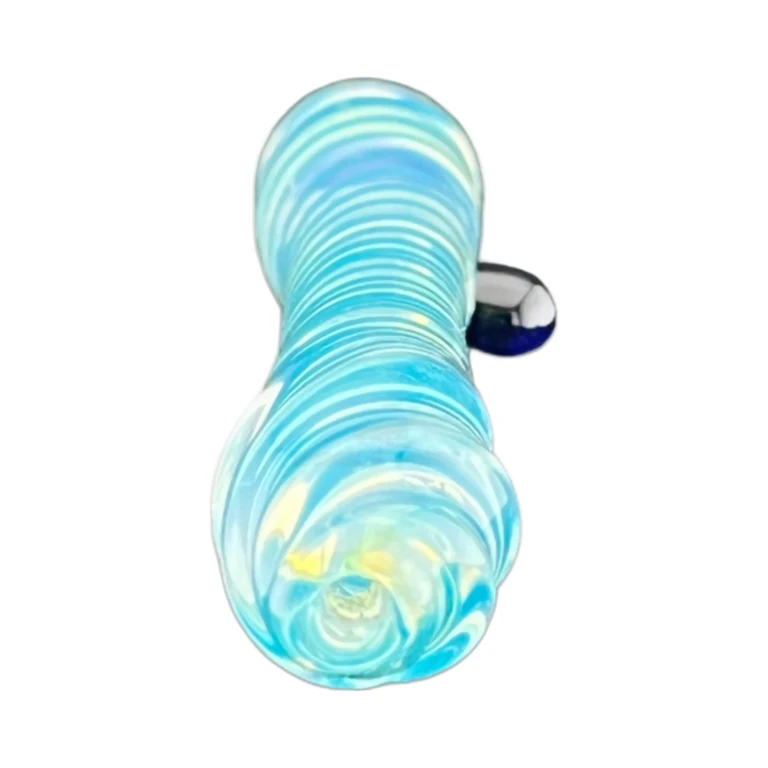 Mouthpiece end of the Deep Ocean glass one-hitter chillum with a twisted 2 mm tip, sold at El Paso Smoke Shops in El Paso