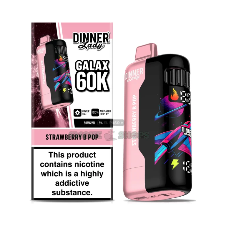 Galax 60k Disposable Vape Dinner Lady Strawberry B Pop close-up at El Paso Smoke Shop, in stock in El Paso for same-day picku