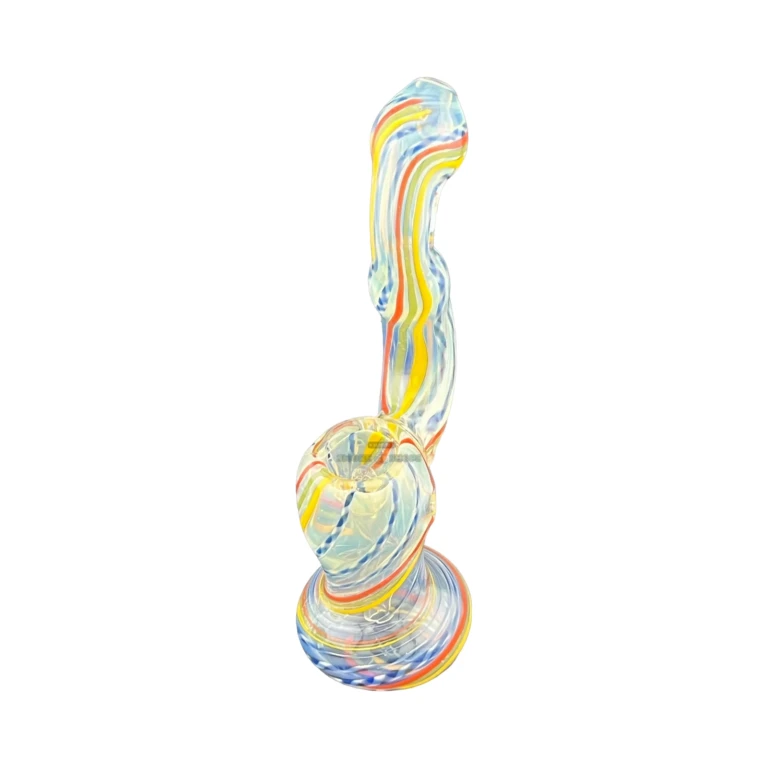 Dotted Spiral glass bubbler standing upright in El Paso, dotted spiral motif, same-day in-store pickup