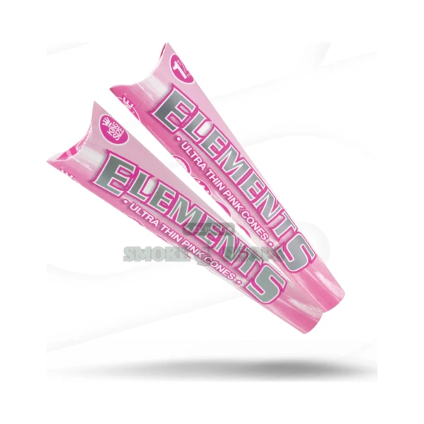 Elements Ultra Thin Pink Cones pre-rolled rice paper pack at an El Paso smoke shop counter, tobacco-free cones, pick up today