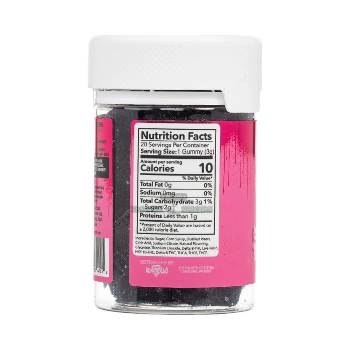 Exodus Zooted Gummies 7500mg open jar with fruit gummies in El Paso, about 375 mg blend each, pick up today