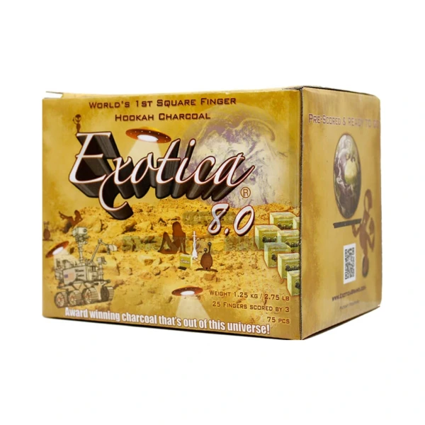 Exotica 8.0 natural hookah coal box in El Paso, 25 square finger sticks and 1 kg, same-day in-store pickup