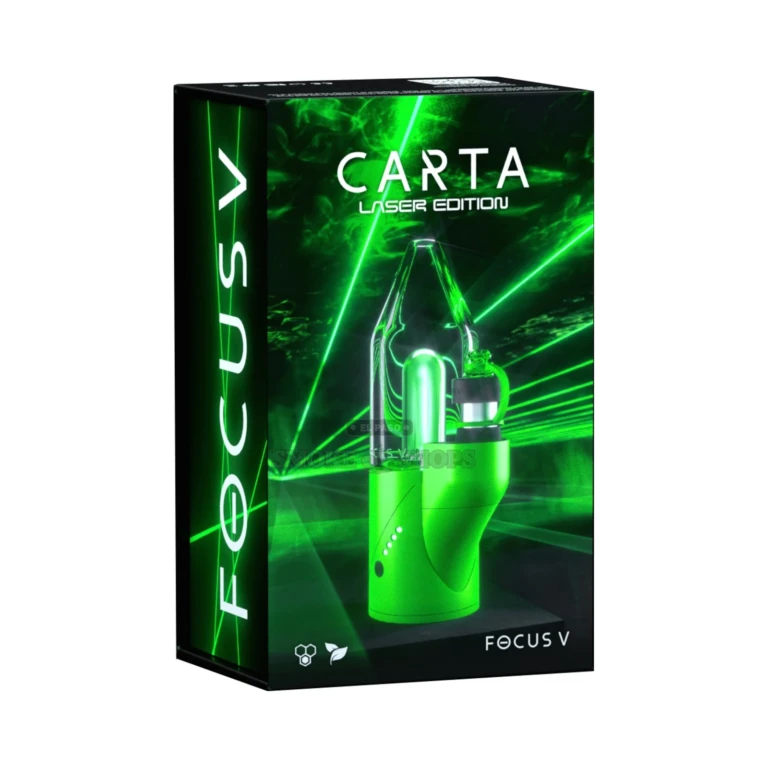 Focus V Carta Laser Edition e-rig held in hand to show the single button, haptic control, and compact eight-inch build