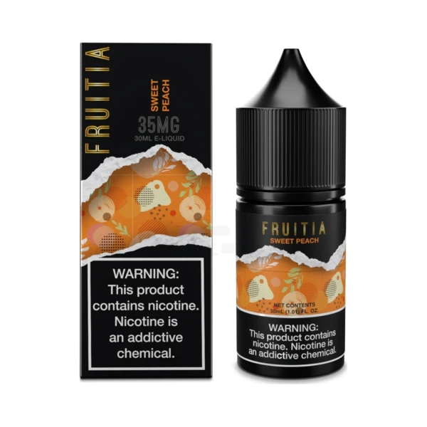 Fruitia Sweet Peach Nic Salt 30mL in El Paso, 35mg & 50mg