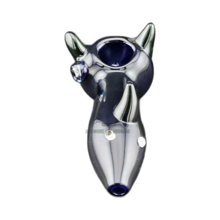 Blue and green worked glass spoon pipe in El Paso, tapered mouthpiece and flat spoon body, same-day pickup