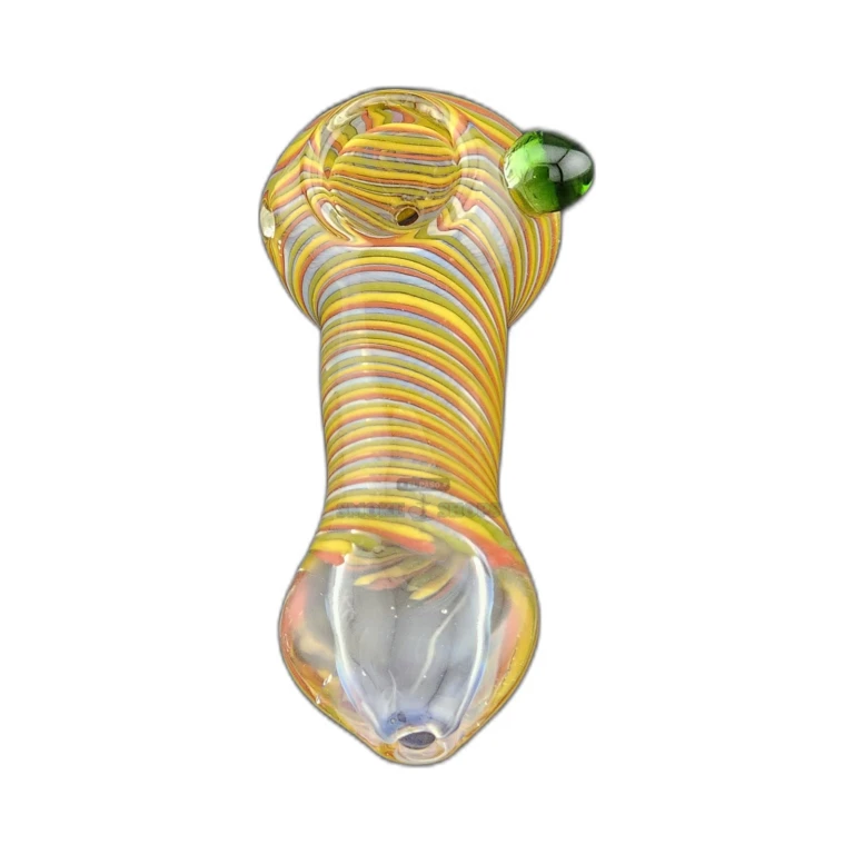 Candy Swirl inside-out glass spoon pipe in El Paso, green, yellow, and red swirls with flat mouthpiece, pickup today