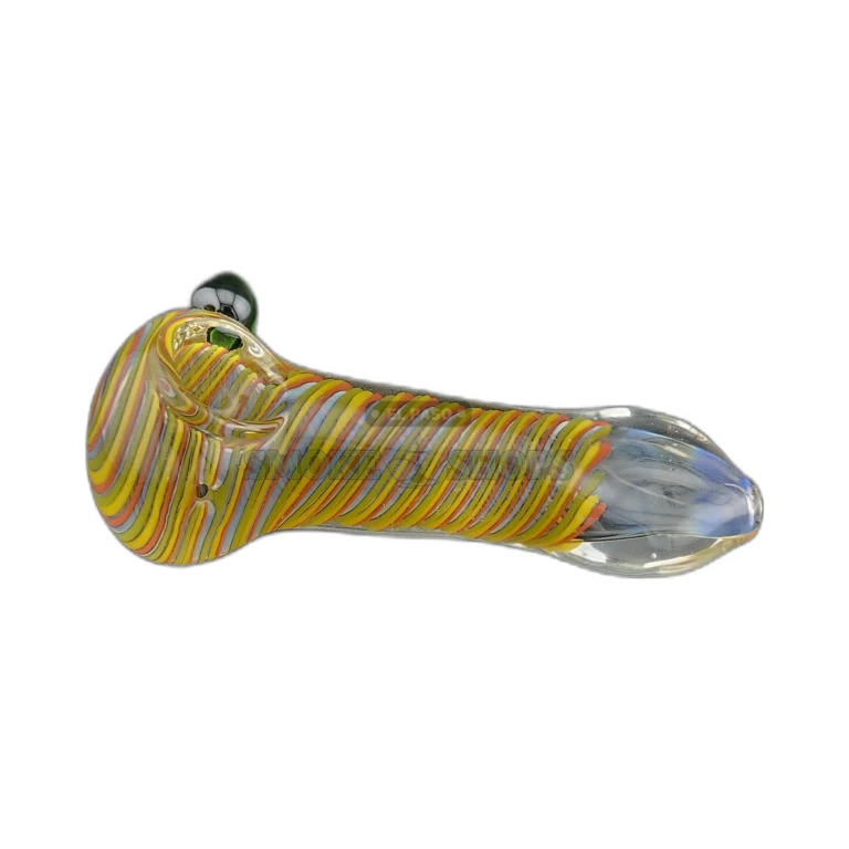 Candy Swirl borosilicate glass spoon pipe in El Paso, left-side carb hole and 3mm wall, in stock same day