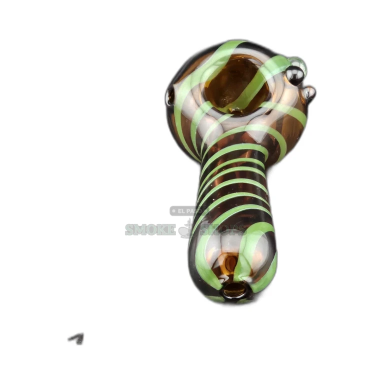 Candy Twist amber and green glass spoon pipe in El Paso, worked glass with rounded mouthpiece, same-day pickup