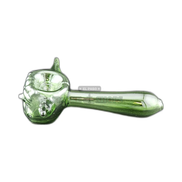 Green Yoda glass spoon pipe bowl close-up in El Paso, large green bowl for tobacco use, in stock today