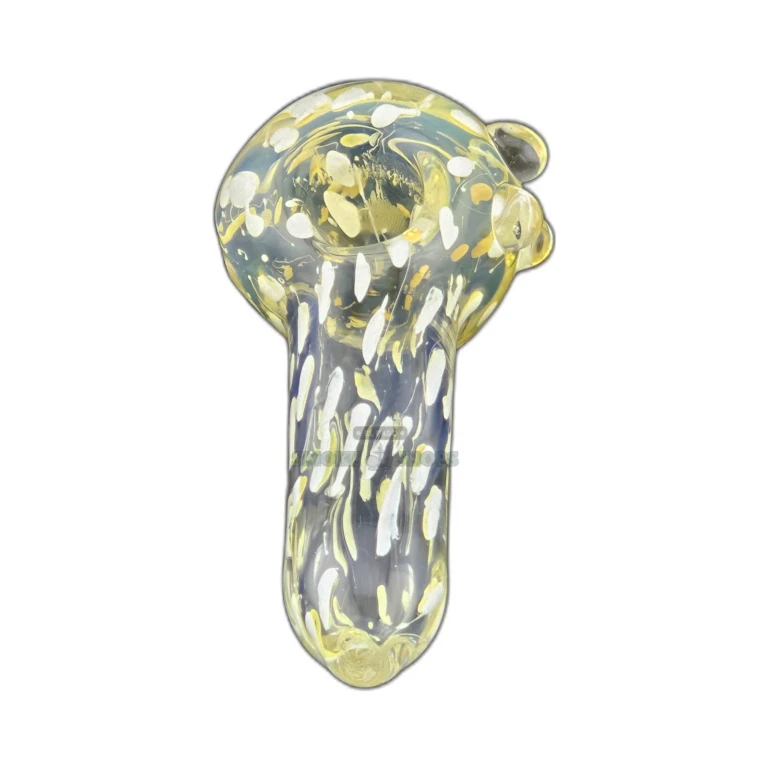 Fumed White Dotted borosilicate spoon pipe in El Paso, medium bowl and left-side 4mm carb hole, same-day pickup