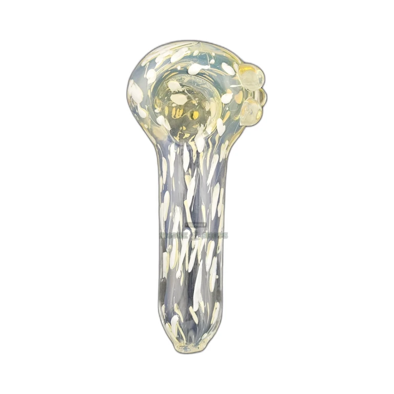 Fumed White Dotted spoon pipe bowl close-up in El Paso, borosilicate glass, stands upright on its own, pick up today