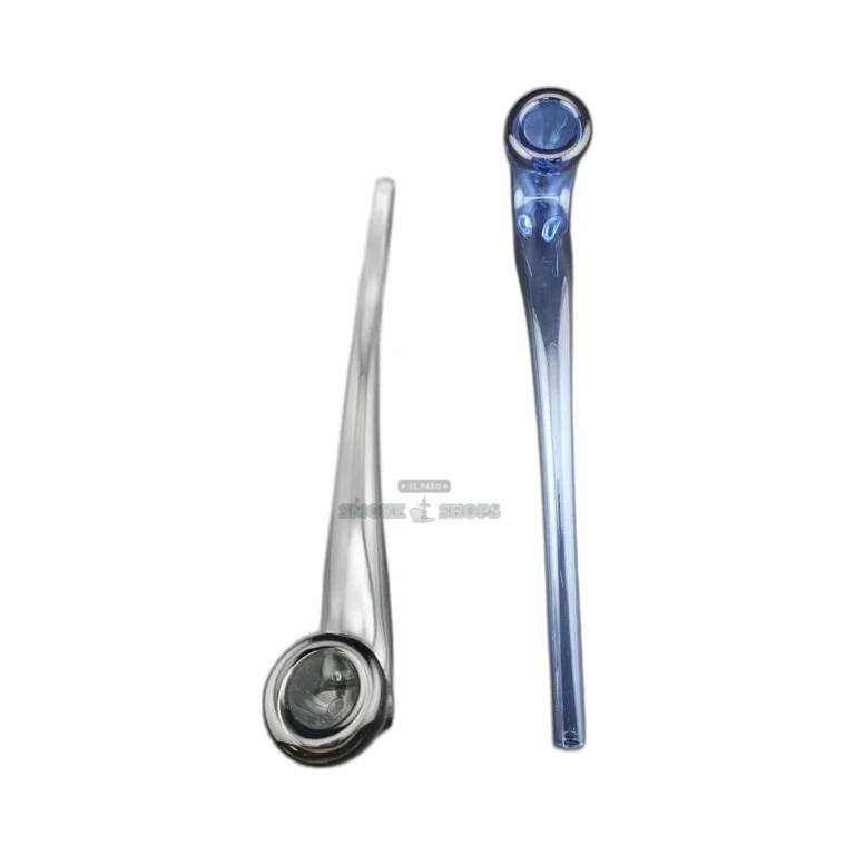Blue glass sherlock pipe side view in El Paso, smooth 2mm borosilicate wall and left-side carb hole, pick up today