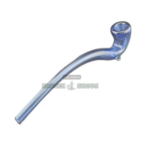 Blue glass Gandalf sherlock pipe in El Paso, curved neck and raised large bowl, about 10 inches, stands upright