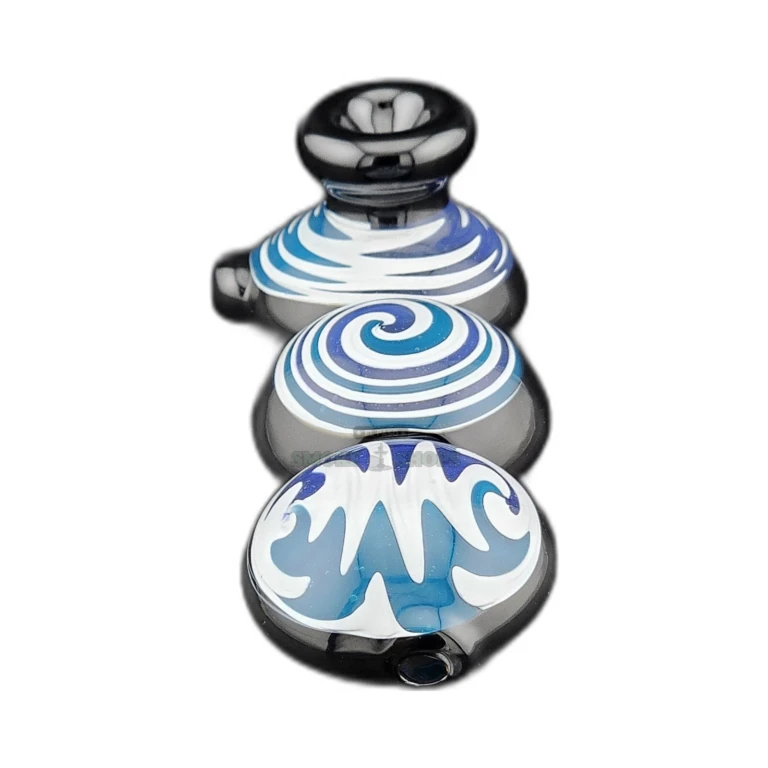Grateful Trippy blue base wig wag glass spoon pipe in El Paso, flat mouthpiece and left-side carb hole, same-day pickup