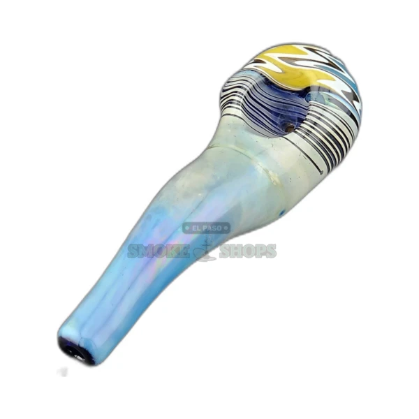 Grateful worked glass sherlock pipe front view in El Paso, curved neck and wig wag pattern, about 5.4 inches