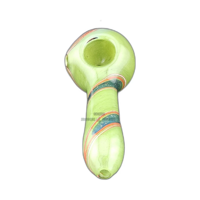 Green Pearly glass spoon pipe in El Paso, worked borosilicate body with rounded mouthpiece, same-day pickup