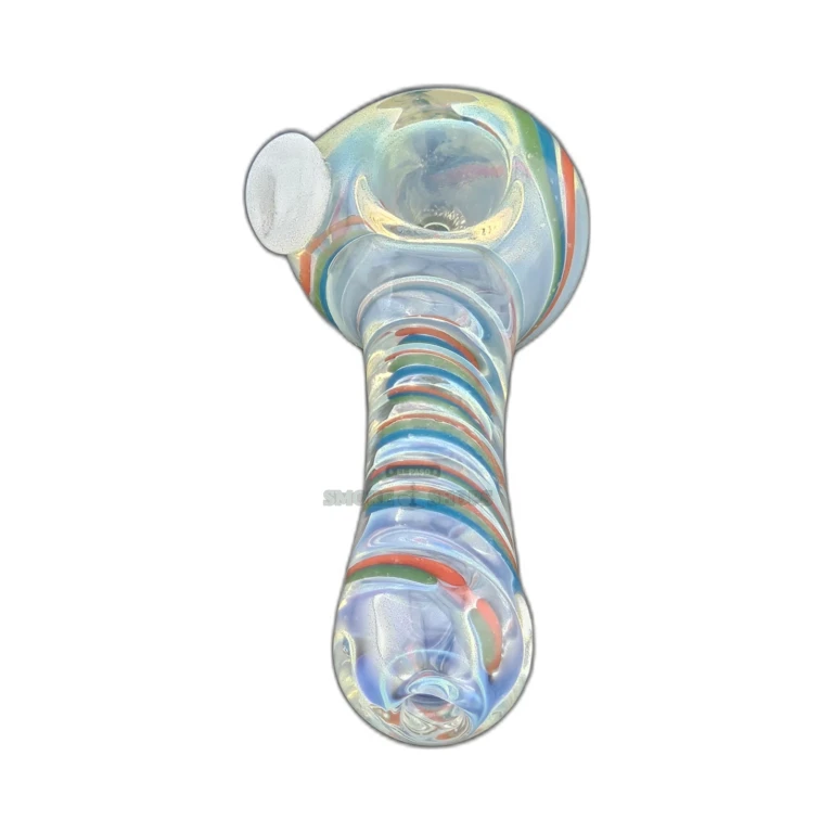 Inside Spiral Bead glass spoon pipe in El Paso, left-side 4mm carb hole and rounded mouthpiece, same-day pickup