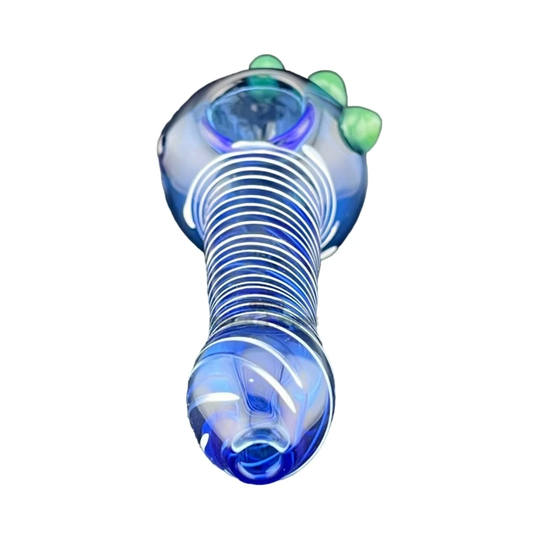 Laveen glass spoon pipe side view in El Paso, worked swirl finish and left-side carb hole, in stock today