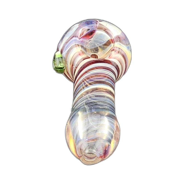 Red and orange swirl glass spoon pipe in El Paso, medium bowl and left-side carb hole, same-day pickup
