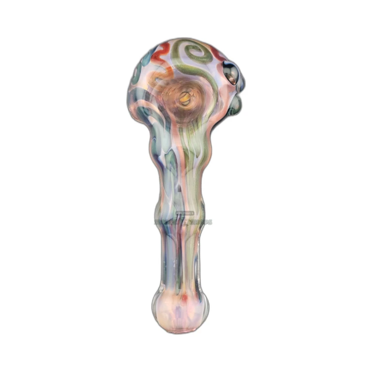 Pink line work spoon pipe bowl close-up in El Paso, large 25mm bowl and 3mm glass wall, reserve and pick up today