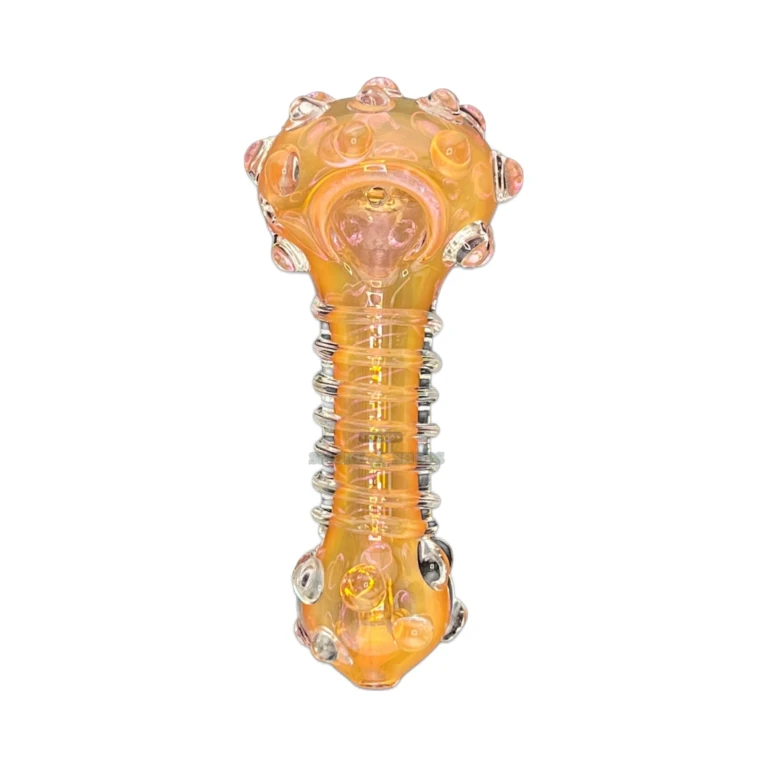 Pink Thing pink glass spoon pipe side view in El Paso, 6mm left carb hole, stands upright on its own