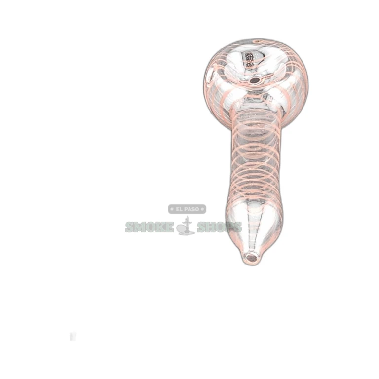 Clear borosilicate Popcorn glass spoon pipe in El Paso, colored lines with tapered mouthpiece, same-day pickup