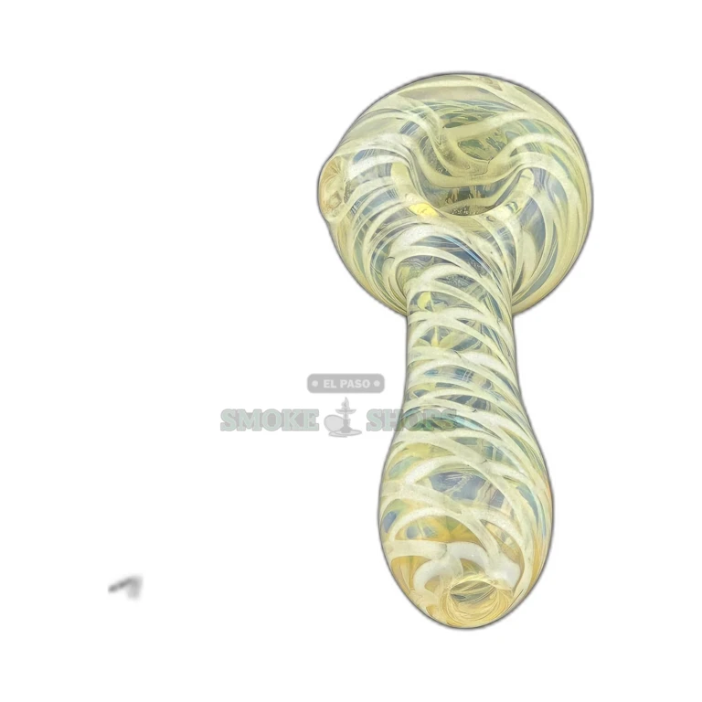 Portal Swirl glass spoon pipe in El Paso, clear base with white and blue lines and rounded mouthpiece, same-day pickup