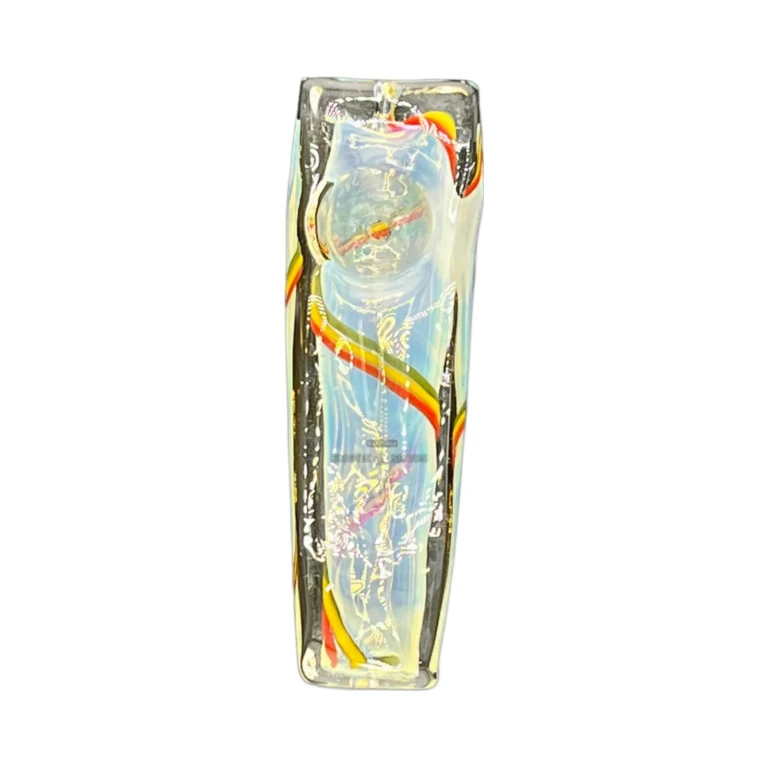 Rasta Rectangle glass spoon pipe bowl close-up in El Paso, medium bowl with color swirls, for tobacco use only