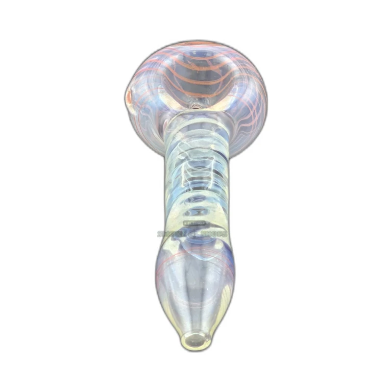 Red and blue inside-out glass spoon pipe in El Paso, clear base and rounded mouthpiece, same-day store pickup