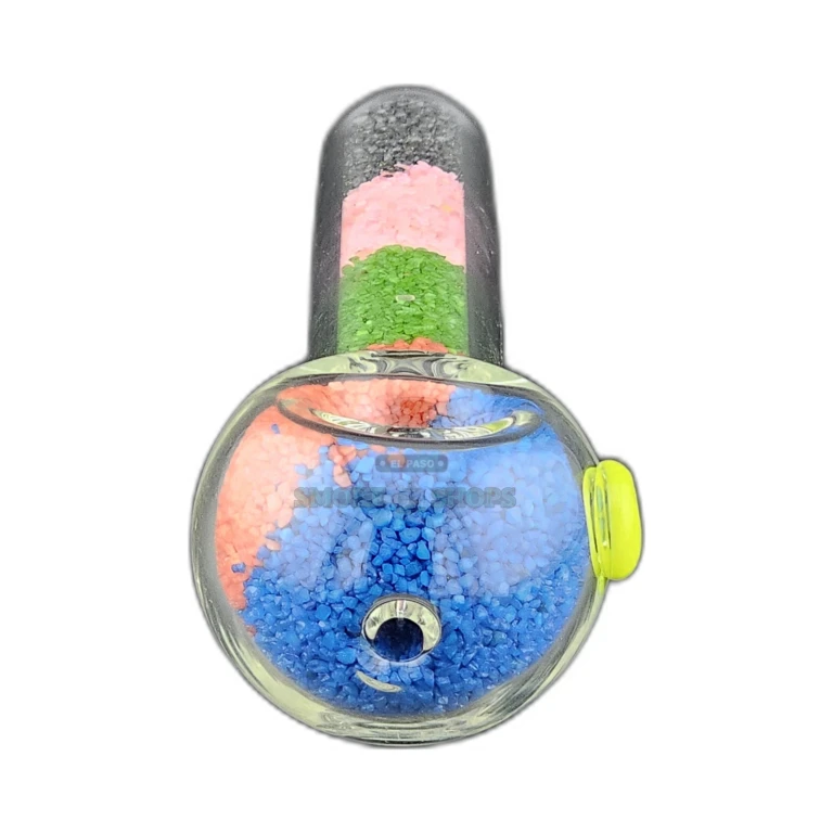 Sand glass spoon pipe in El Paso, 3mm borosilicate wall build, stands upright on its own, same-day pickup