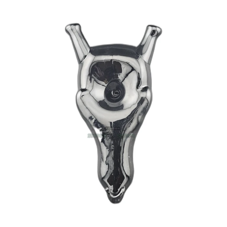 Seal NN268 black glass spoon pipe side profile in El Paso, worked 2mm borosilicate wall, stands upright on its own