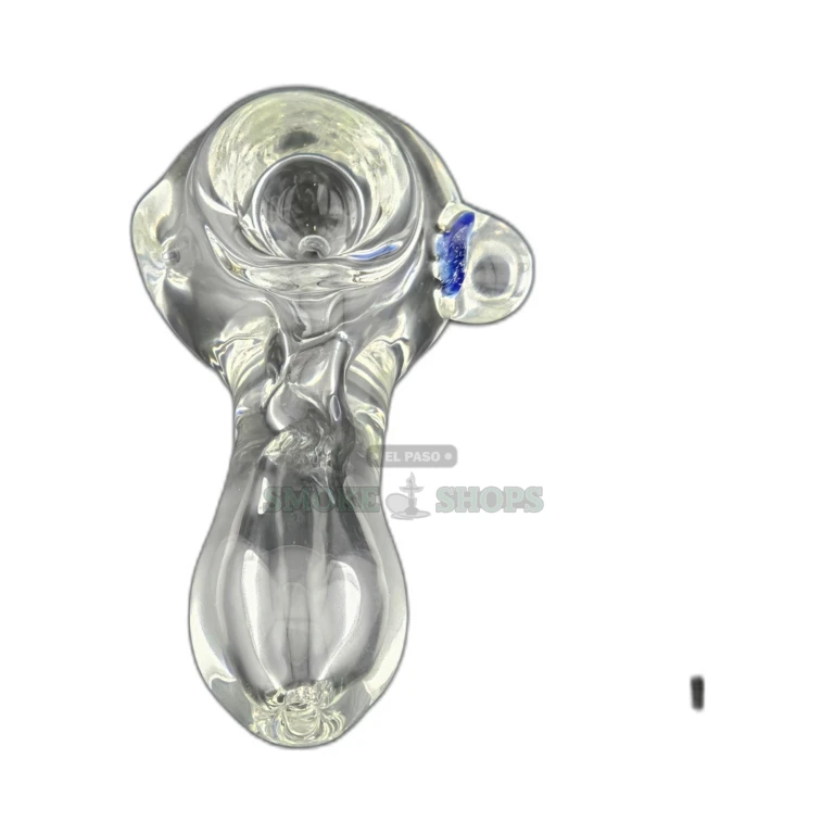 Clear glass spoon pipe in El Paso, full clear borosilicate body with rounded mouthpiece, same-day pickup