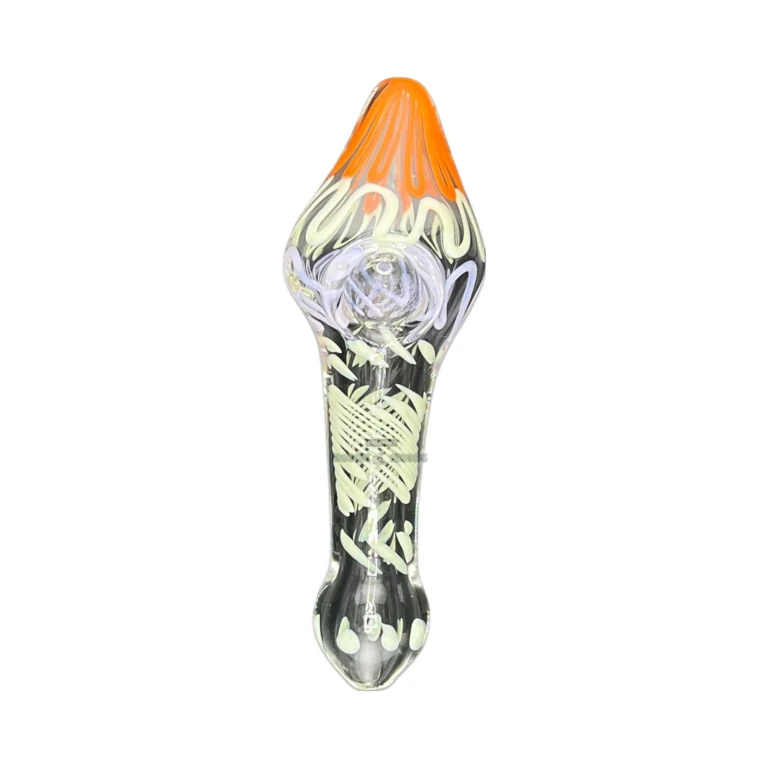 Trippy Pastel glass spoon pipe bowl close-up in El Paso, medium bowl for tobacco use, stands upright on its own