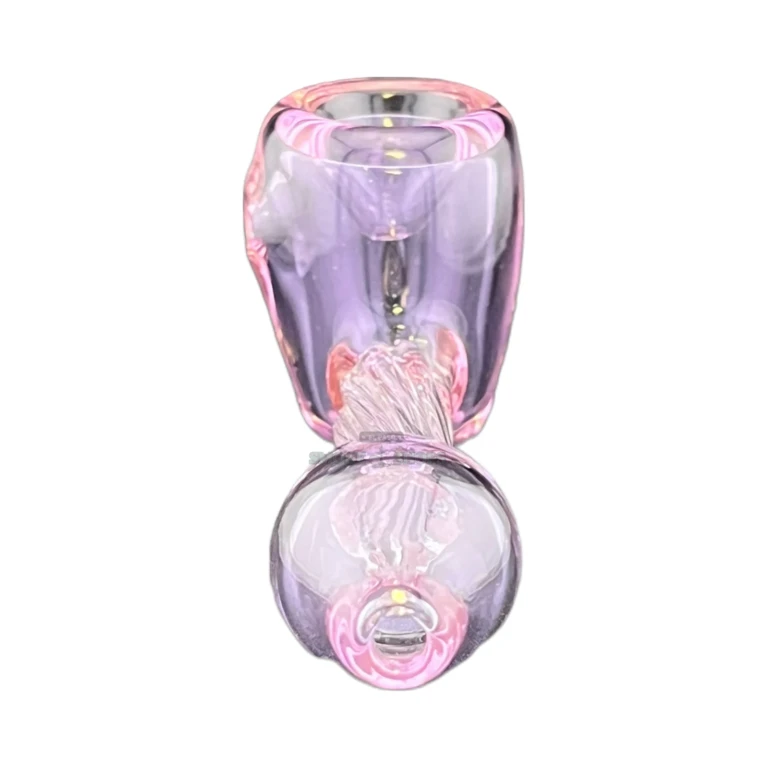 Twisted glass sherlock pipe bowl close-up in El Paso, medium pink bowl for tobacco use, in stock today